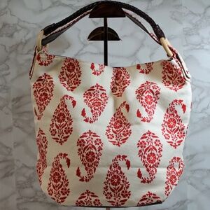 Stephanie Johnson Red and Cream Hobo Bag